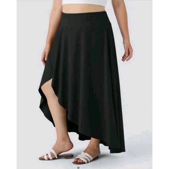 Halara Breezeful High Low 2-in-1 Flowy Maxi Skirt Skorts Plus Size 3X Black - Picture 1 of 7